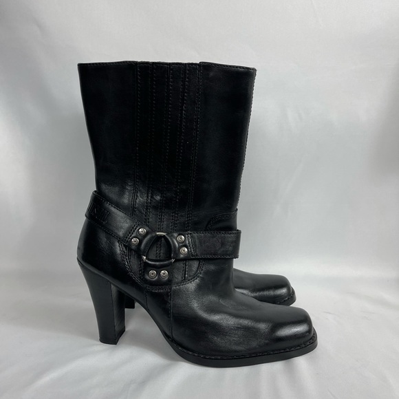 Harley-Davidson Women's Riding Boots D85323 Studs Strap Black Size 7.5 M - Picture 1 of 9